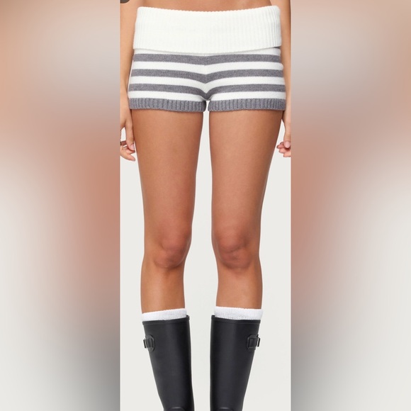 Edikted Pants - Edikted NWT Saphi Striped Foldover Knit Shorts